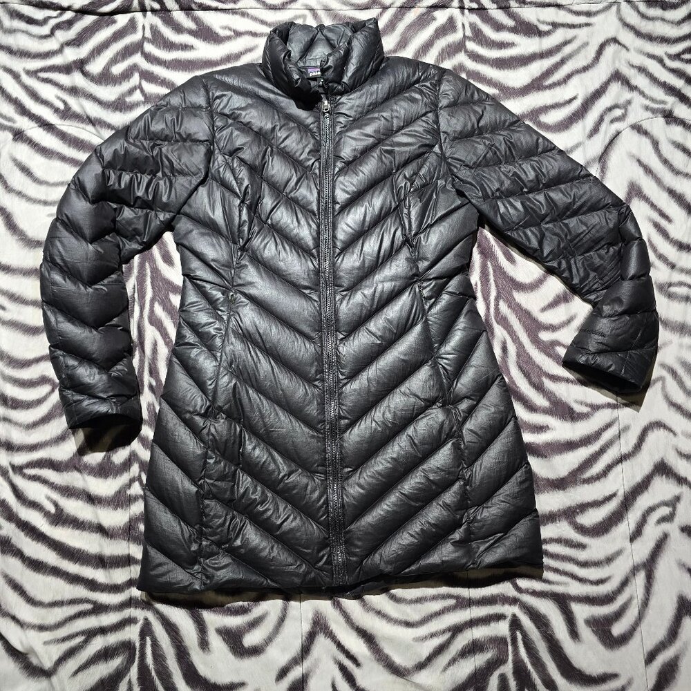 Patagonia Goose Down long puffer jacket women's size M black